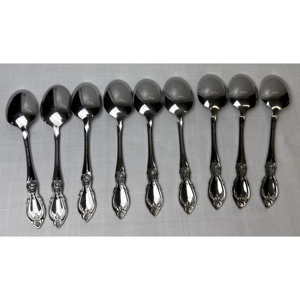 Oneida‎ Plantation Soup Spoons X9 Stainless Steel Community Flatware